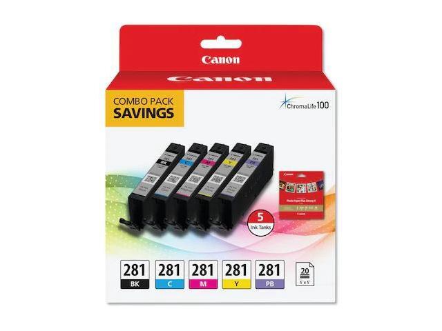 Canon - CLI-281 5-Pack Standard Capacity Ink Cartridges + Photo Paper - Black/Cyan/Magenta/Yellow/Photo Blue - image 8