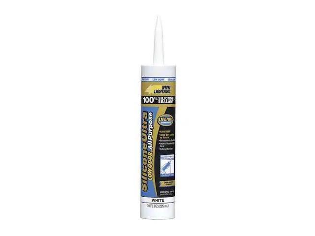 WHITE LIGHTNING W11111010 Silicone Sealant, 10 oz, Cartridge, Clear, Silicone