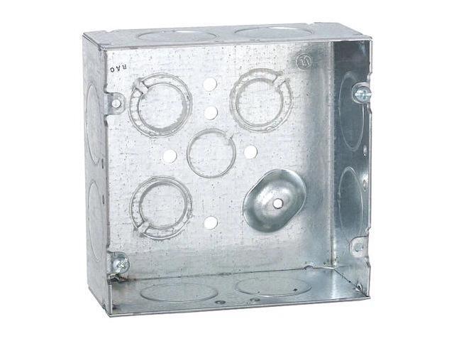 RACO 258 Electrical Box, 42 cu in, Square Box Type, 2 Gangs, Steel, Square Shape