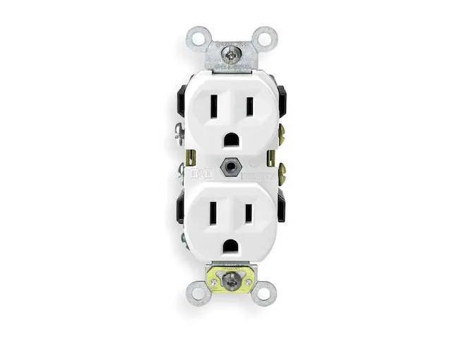 HUBBELL WIRING DEVICE-KELLEMS HBL5252W Straight Blade Receptacle, 5-15R, 15 A,