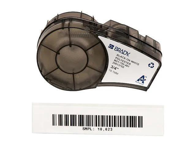 BRADY M21-750-461 Label Tape Cartridge, Black/White, Labels/Roll: Continuous
