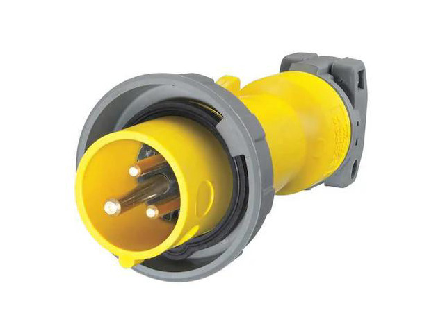 HUBBELL WIRING DEVICE-KELLEMS HBL320P4W Watertight Pin & Sleeve Plug, 20 A,