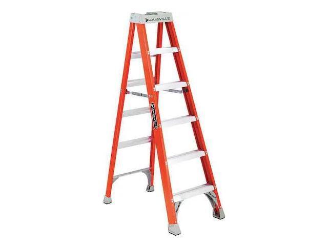 Louisville Fiberglass Heavy Duty Step Ladder 73 3/5' 5-Step Orange FS1506