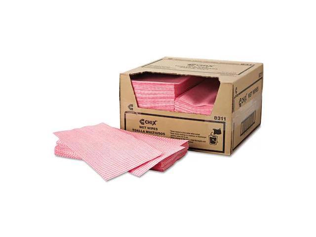 Chix Wet Wipes 11 1/2 x 24 White/Pink 200/Carton 8311