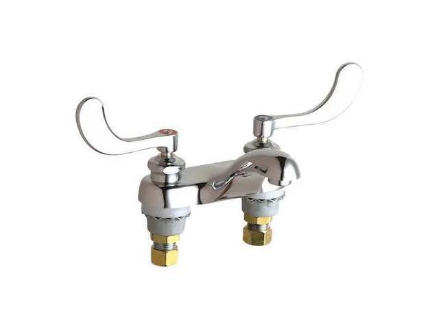 CHICAGO FAUCET 802-E74-317ABCP Manual Low Arc Bathroom Faucet, 4' Mount,