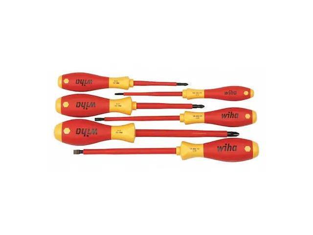 WIHA 32092 Insulated Screwdriver Set, Slotted/Phillips Tip, Alloy Steel with