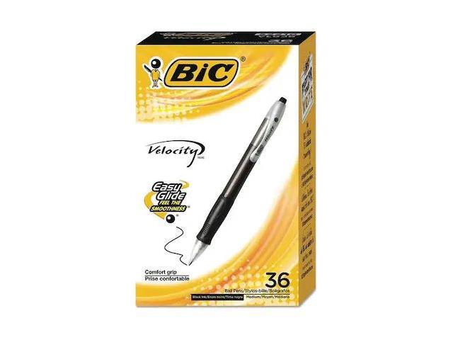 BIC Velocity Retractable Ball Pen Black Ink 1 mm 36/Pack VLG361BK