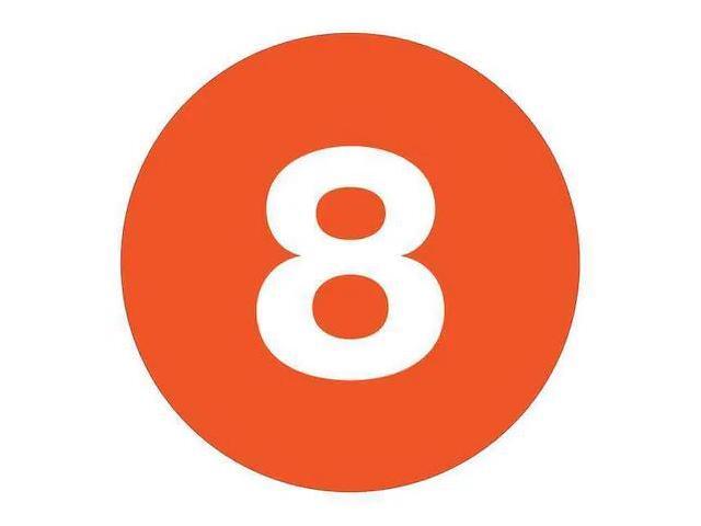 TAPE LOGIC DL1348 Tape Logic Number Labels, '8', 3' Circle, Orange, 500/Roll