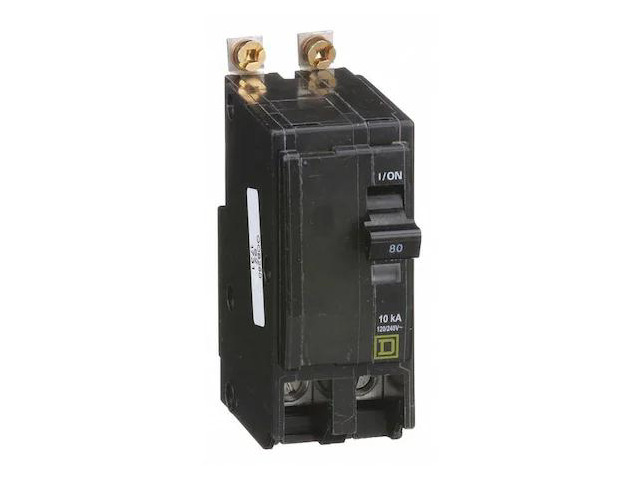 SQUARE D QOB280 Miniature Circuit Breaker, QO Series, 80A, 2 Pole, 120/240V AC,