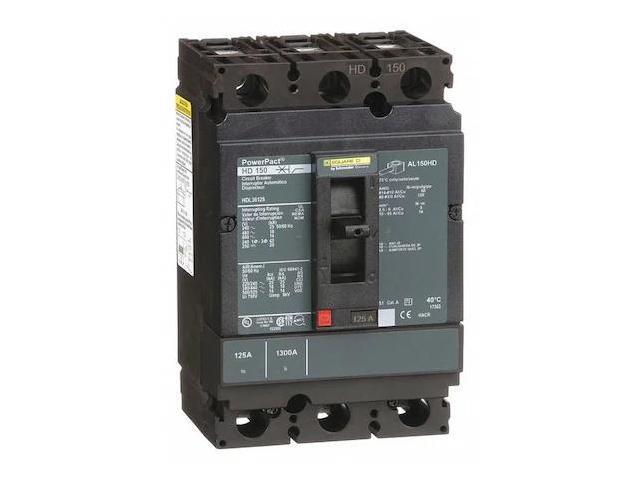 SQUARE D HDL36125 Molded Case Circuit Breaker, POWERPACT H Series, 125A, 3