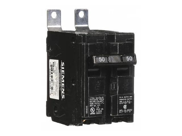SIEMENS B250 Miniature Circuit Breaker, BL Series, 50A, 2 Pole, 120/240V AC,
