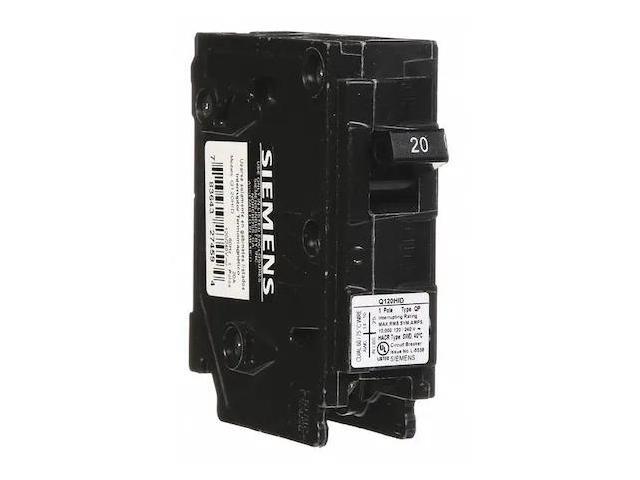SIEMENS Q120HID Miniature Circuit Breaker, Q Series, 20A, 1 Pole, 120V AC, 10kA