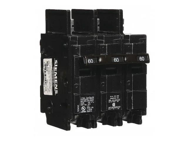 SIEMENS BQ3B060 Miniature Circuit Breaker, BQ Series, 60A, 3 Pole, 240V AC,
