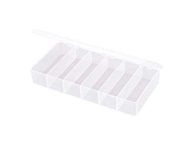 FLAMBEAU T203 Compartment Box with 6 compartments, Plastic, 1 3/8 in H x 4 in W