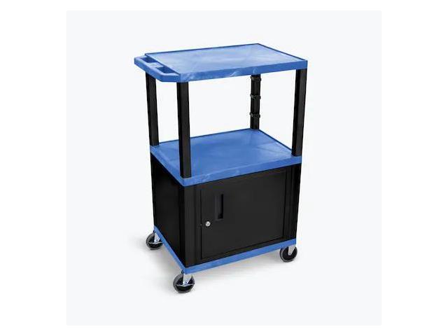 LUXOR WT42BUC2-B 42'H AV Cart - 3 Shelves, Cab - Black / Blue