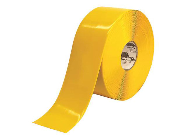 MIGHTY LINE 4RY Floor Marking Tape, vinyl, No Legend, Yellow, 4 in W., 55 mil