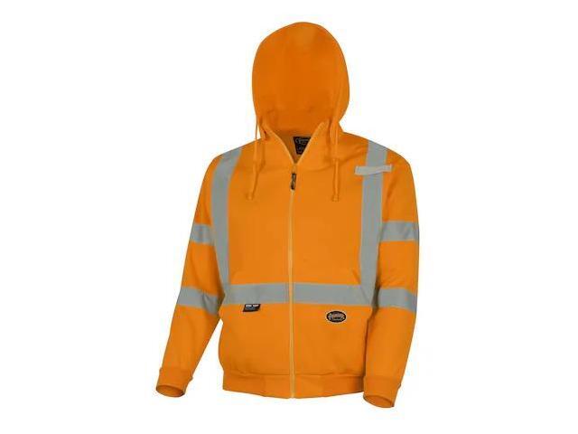 PIONEER V1060351U-5XL Hi-Vis, Fleece Zip-Style Safety Hoodie, Reflective Tape,
