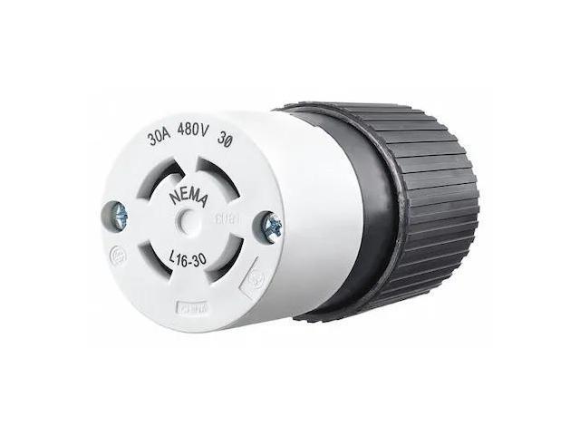 BRYANT 71630NC Locking Connector, L16-30R, 30 A, 480V AC, Three Phase, 3 Pole,