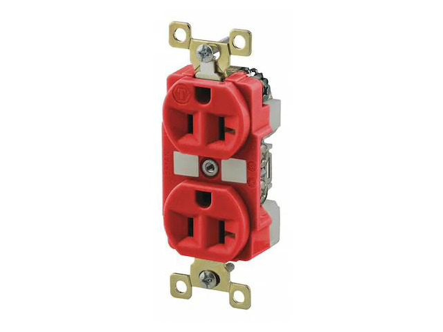 ZORO SELECT BRY5362RED 20A Duplex Receptacle 125VAC 5-20R RD