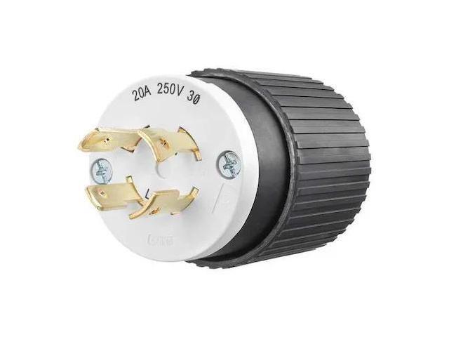 BRYANT 71520NP Locking Plug, L15-20P, 20 A, 250V AC, Three Phase, 3 Pole, Screw
