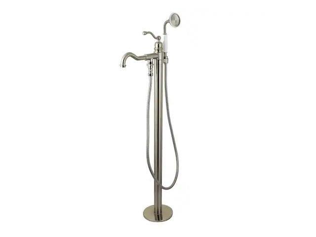Kingston Brass KS7138ABL English Country Single Handle Freestanding Roman Tub Filler with Hand Shower, Satin Nickel