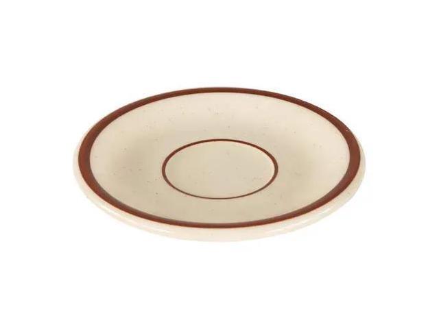 CRESTWARE SC21 Saucer, 6', Ceramic Brown Speckled with Brown Band PK36
