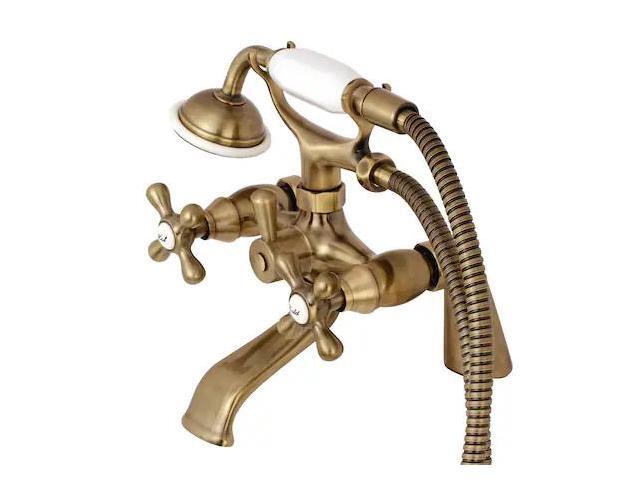 Kingston Brass KS267AB Clawfoot Tub Filler Faucet With Hand Shower, Antique Brass