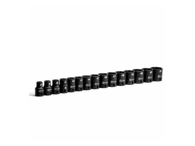 CAPRI TOOLS CP53000-15MS 3/8 in Drive Shallow Impact Socket Set, Metric, 15 pcs