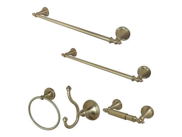 Kingston Brass BAHK61212478SN Kingston Brass Monarch Collection 5-piece Towel Bar Bath Hardware Set, Satin Nickel