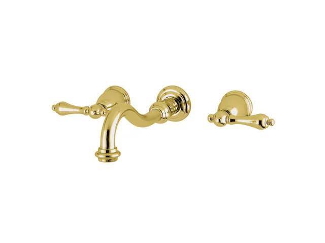 Kingston Brass KS3022AL Restoration Two-Handle 3-Hole Wall Mount Roman Tub Faucet in Polished Brass