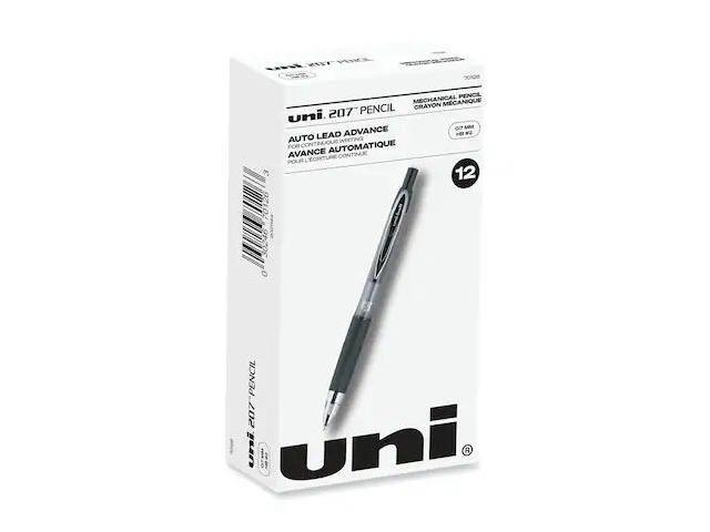 Uni-ball 207 Mechanical Pencil, 0.7 mm, HB (#2), Black Lead, Black Barrel, Dozen