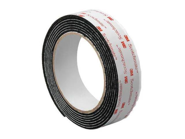 3M 1-5-SJ3527N Reclosable Fastener, Rubber Adhesive, 15 ft, 1 in W, Black