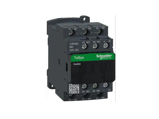 SCHNEIDER ELECTRIC CAD50BD IEC Control Relay, 5NO, 24V DC, 10 A