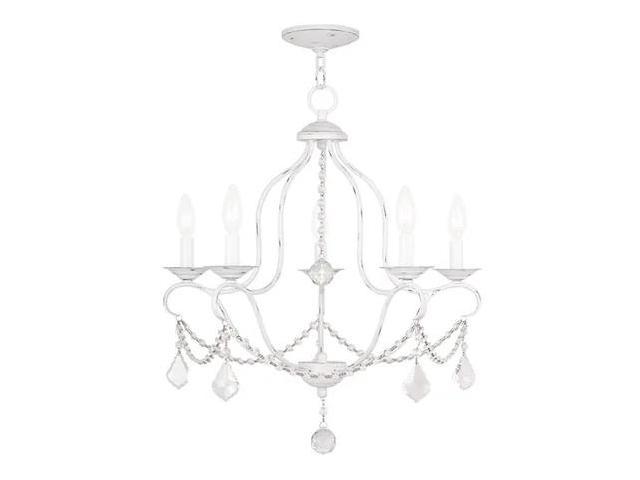 Photos - Light Bulb LIVEX LIGHTING 6435-60 Chesterfield 5 Light Antique White Chandelier