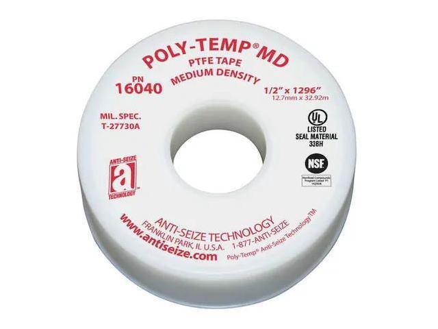 ANTI-SEIZE TECHNOLOGY 16040 Thread Sealant Tape,1/2 In. W,1296 In. L