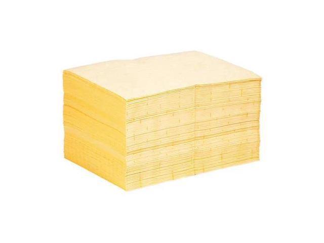 PIG MAT603 Sorbent Pad, 22 gal, 15 in x 20 in, Universal, Yellow, Polypropylene