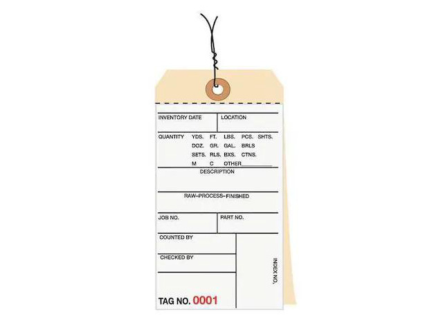 PARTNERS BRAND G15013 Inventory Tag,6 1/4x3 1/8',PK500, 10 Point Cardstock, 6