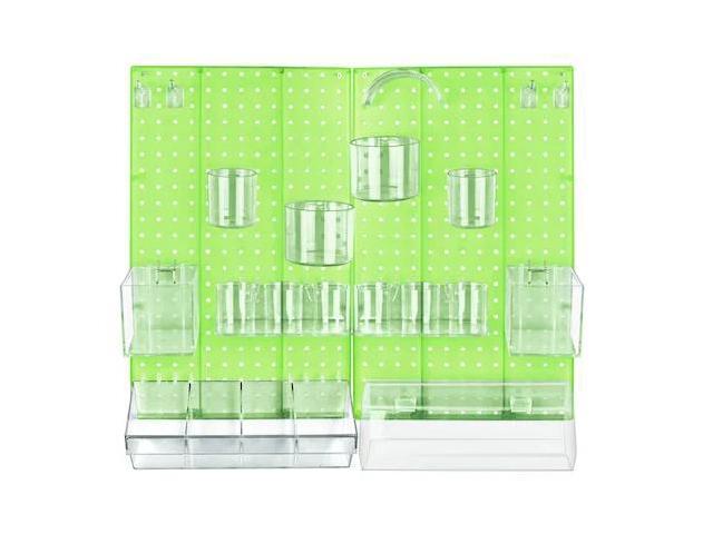 AZAR DISPLAYS 900944-GRE 24-Piece Green Pegboard Organizer Kit with 2 Panels
