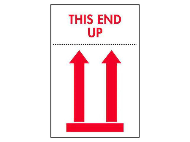 TAPECASE 16U862 InstructionalHandlingLabel,White,PK500