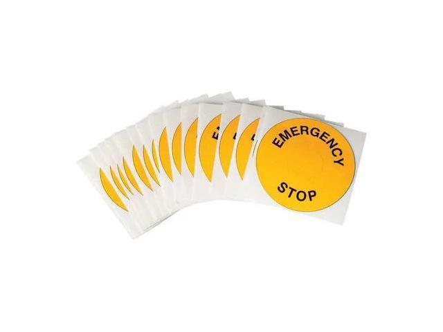 BRADY THTEP-197-593YL Emergency Stop Legend Plate Label, 30mm, Black on