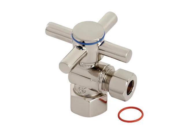 Kingston Brass CC43108DX Concord 1/2' IPS x 3/8' O. D. Quarter Turn Angle Stop Valve, Brushed Nickel