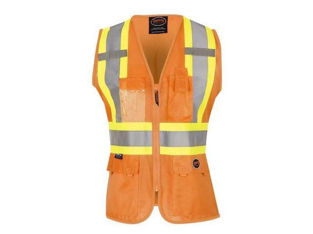 PIONEER V1021850U-L Ladies Mesh Back Vest,Orange,Large
