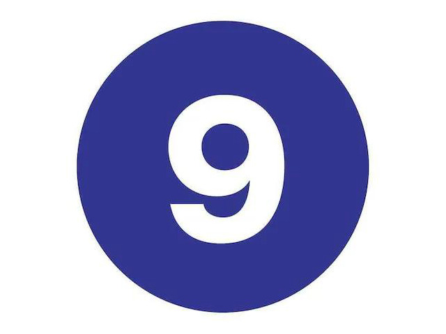 TAPE LOGIC DL6759 Number Labels, '9', 1' Circle, Dark Blue, 500/Roll