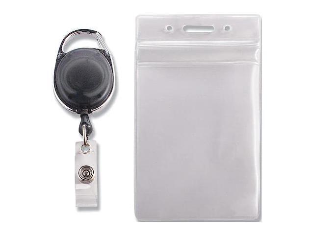 Advantus Badge Reel Holder Combo Pack - Vinyl - 10 / Pack - Black/Clear AVT91129