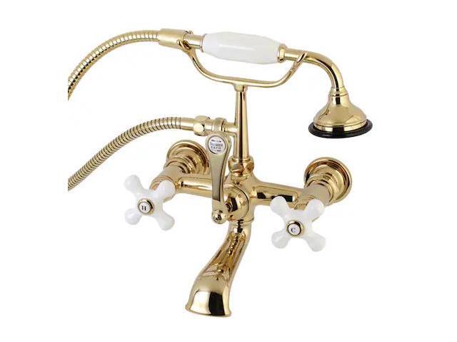 KINGSTON BRASS AE559T2 Wall-Mount Clawfoot Tub Faucet, Polished Brass, Tub Wall