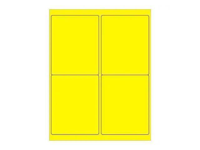 TAPE LOGIC LL181YE Rectangle Laser Labels, 4' x 5', Fluorescent Yellow, PK400