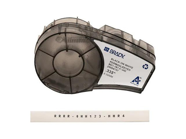 BRADY M21-187-C-342 Label Tape Cartridge, Black/White, Labels/Roll: Continuous