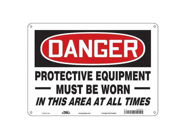 CONDOR 466R33 Safety Sign, 10 in Height, 14 in Width, Aluminum, Horizontal