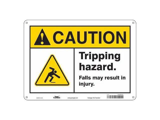 CONDOR 469R28 Safety Sign, 10 in Height, 14 in Width, Polyethylene, Horizontal