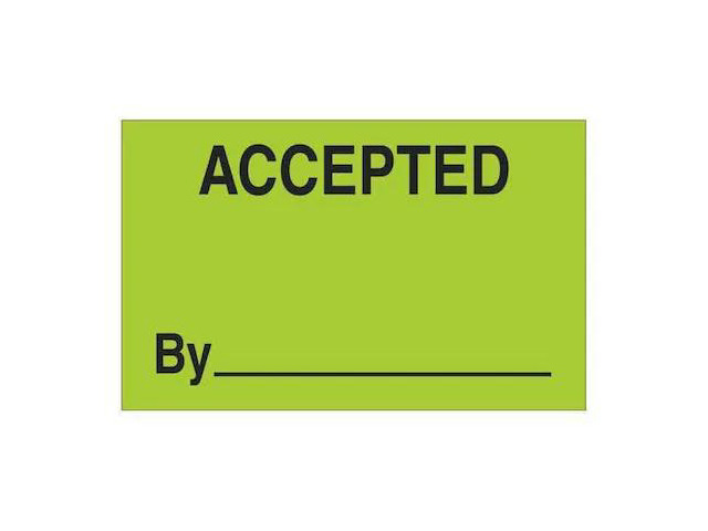 TAPE LOGIC DL1179 Tape Logic Labels, 'Accepted By', 1 1/4' x 2', Fluorescent